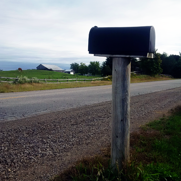 Mailbox on a country road